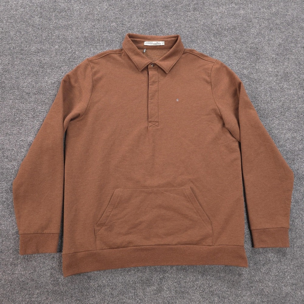 Criquet‎ Sweatshirt Mens XL Rust Terry Collared Fleece Pullover Pocket Golf